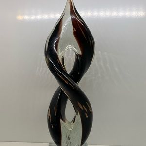 Fabrique A LA Main Hand Made Murano Style  Glass Sculpture brown/gold accents